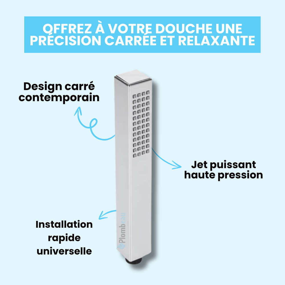 Pommeau de Douche Haute Pression Design Carré Moderne