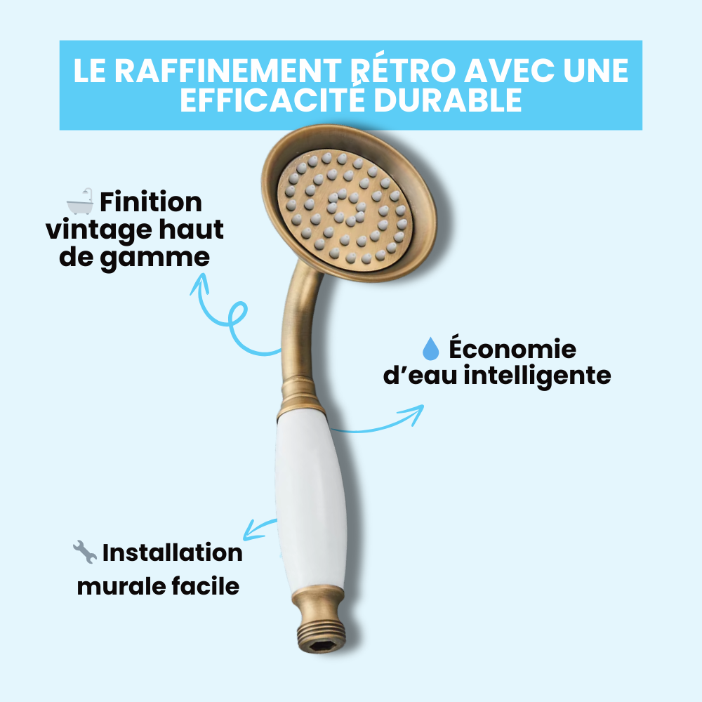 Pommeau de Douche Retro En Laiton Brossé Simple