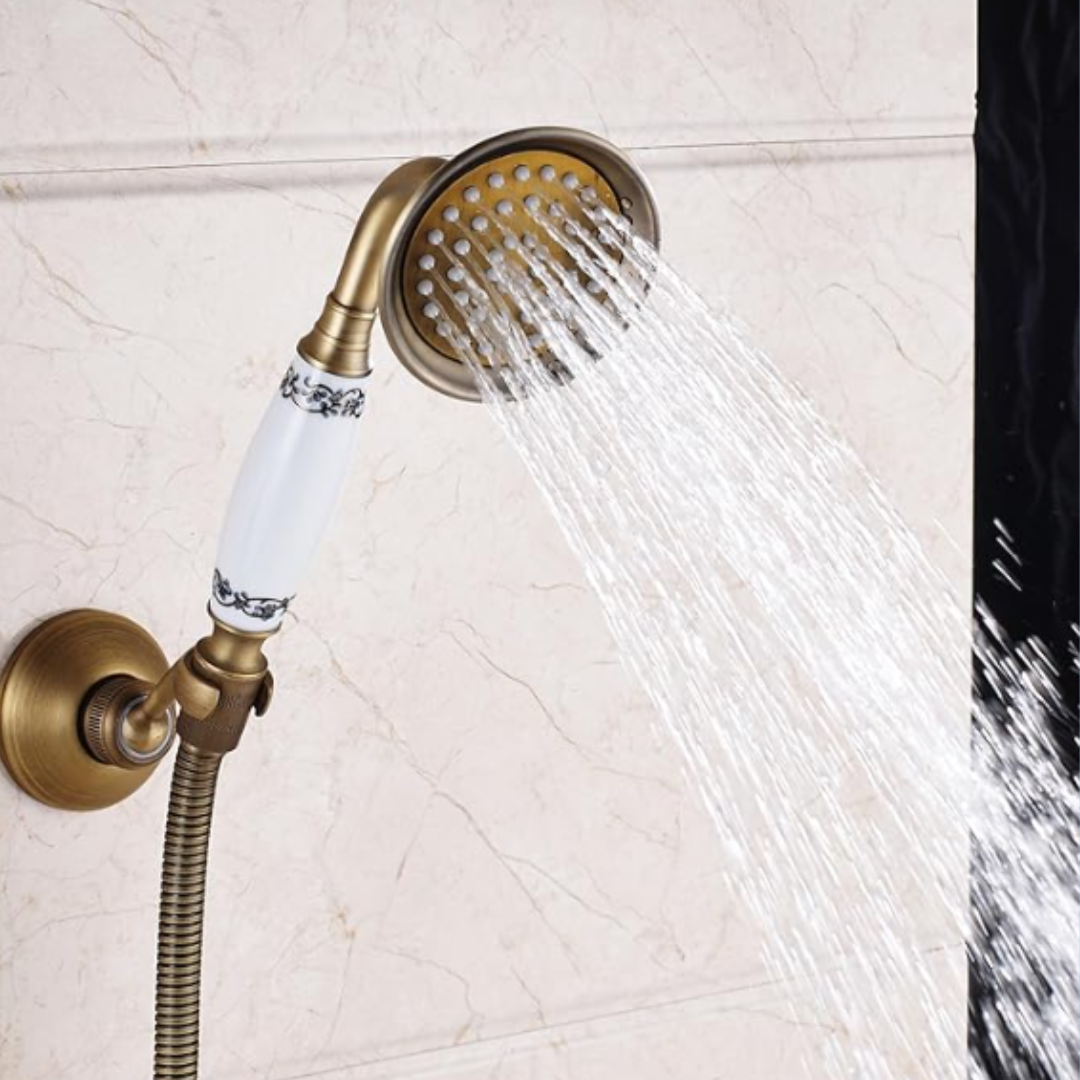 Pommeau de Douche Retro En Laiton Brossé Décoré