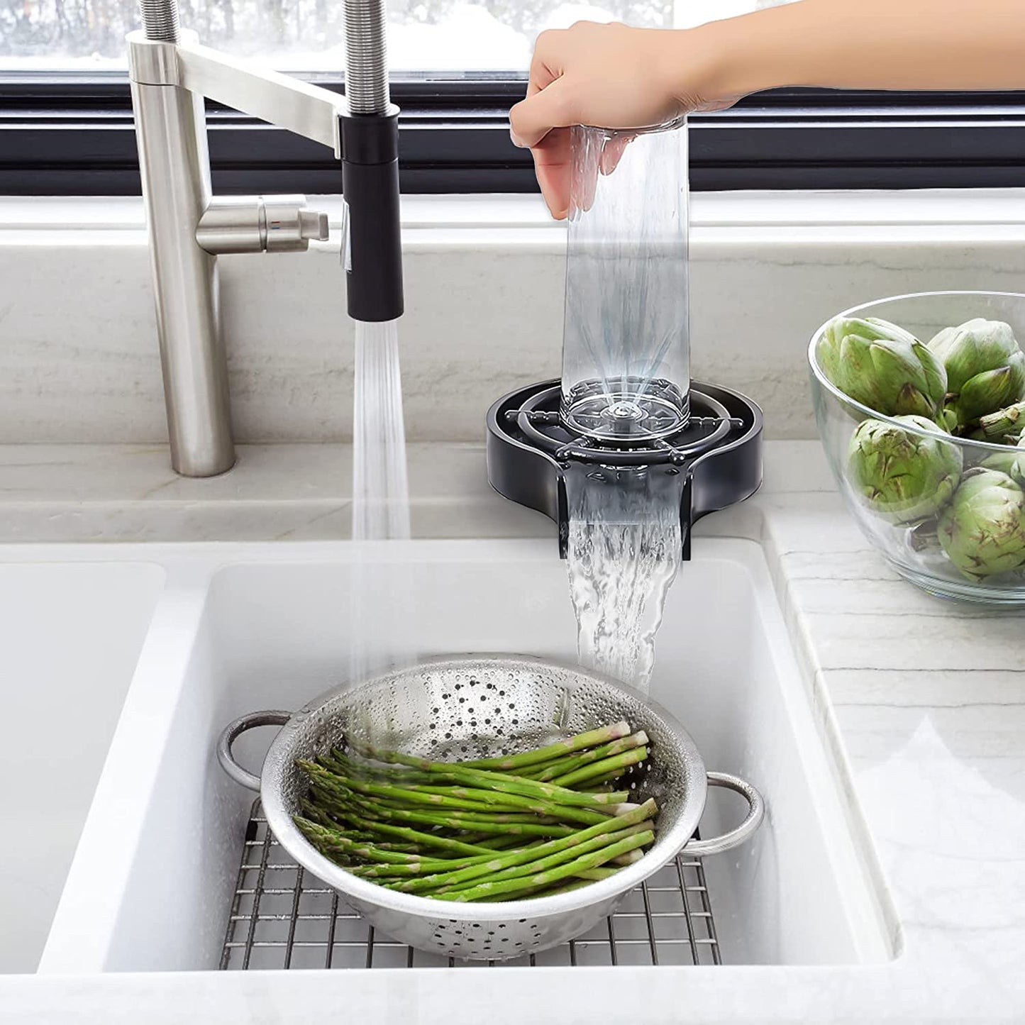 Lave-Verre Automatique Nettoyage Ultra-Rapide (+Tuyau et Connecteur Offerts)