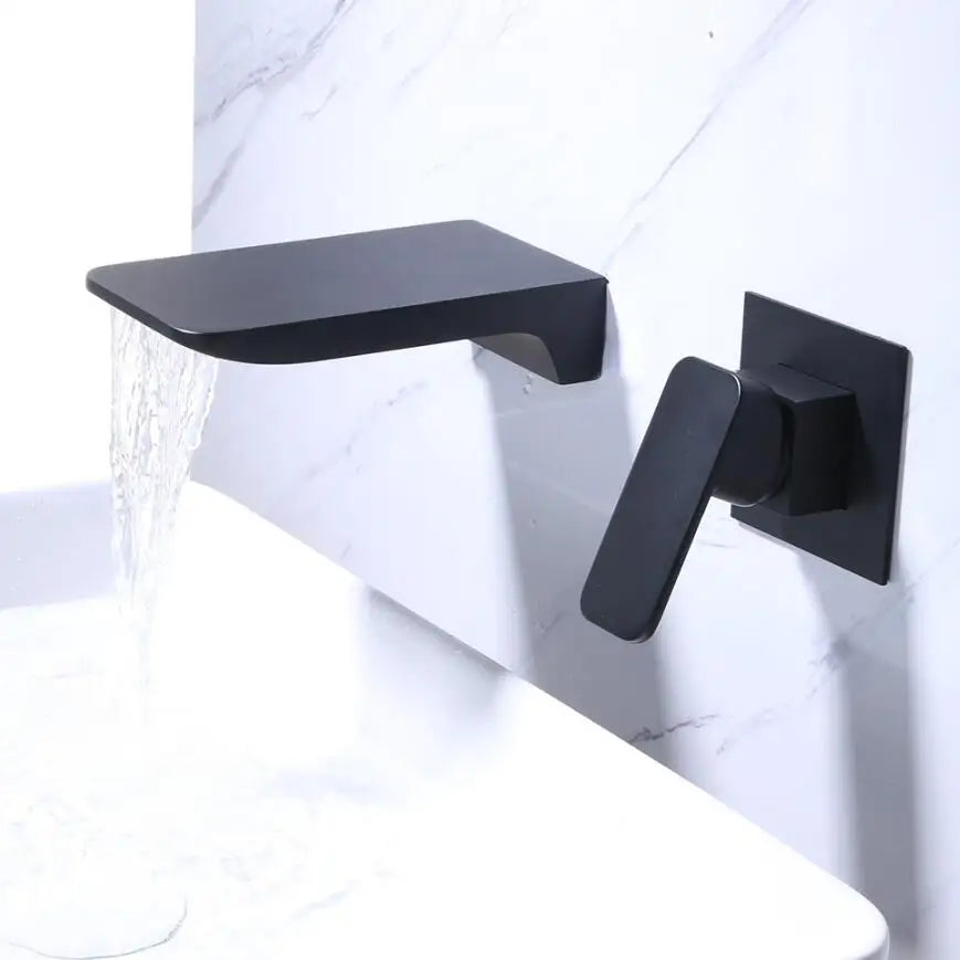 Mitigeur Lavabo Encastrable Effet Cascade Noir