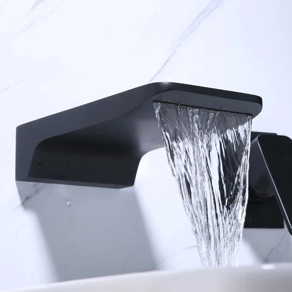 Mitigeur Lavabo Encastrable Effet Cascade Noir