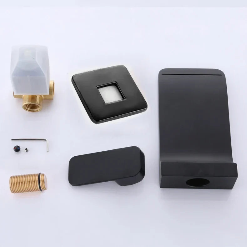 Mitigeur Lavabo Encastrable Effet Cascade Noir