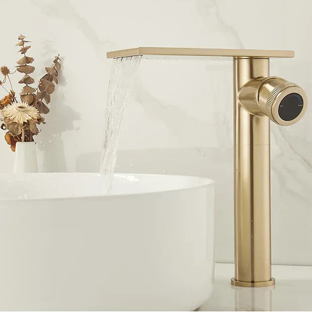 Robinet Cascade Salle De Bain Doré en Laiton