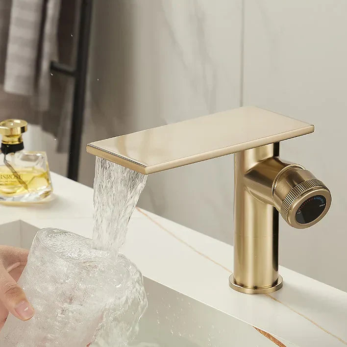Robinet Cascade Salle De Bain Doré en Laiton