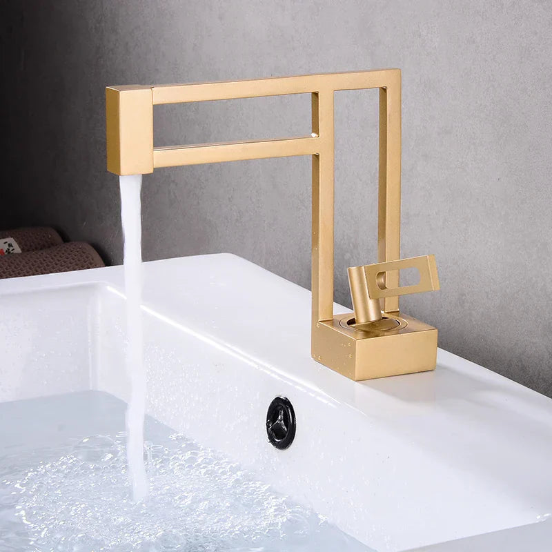 Robinet Lavabo Design Moderne Doré