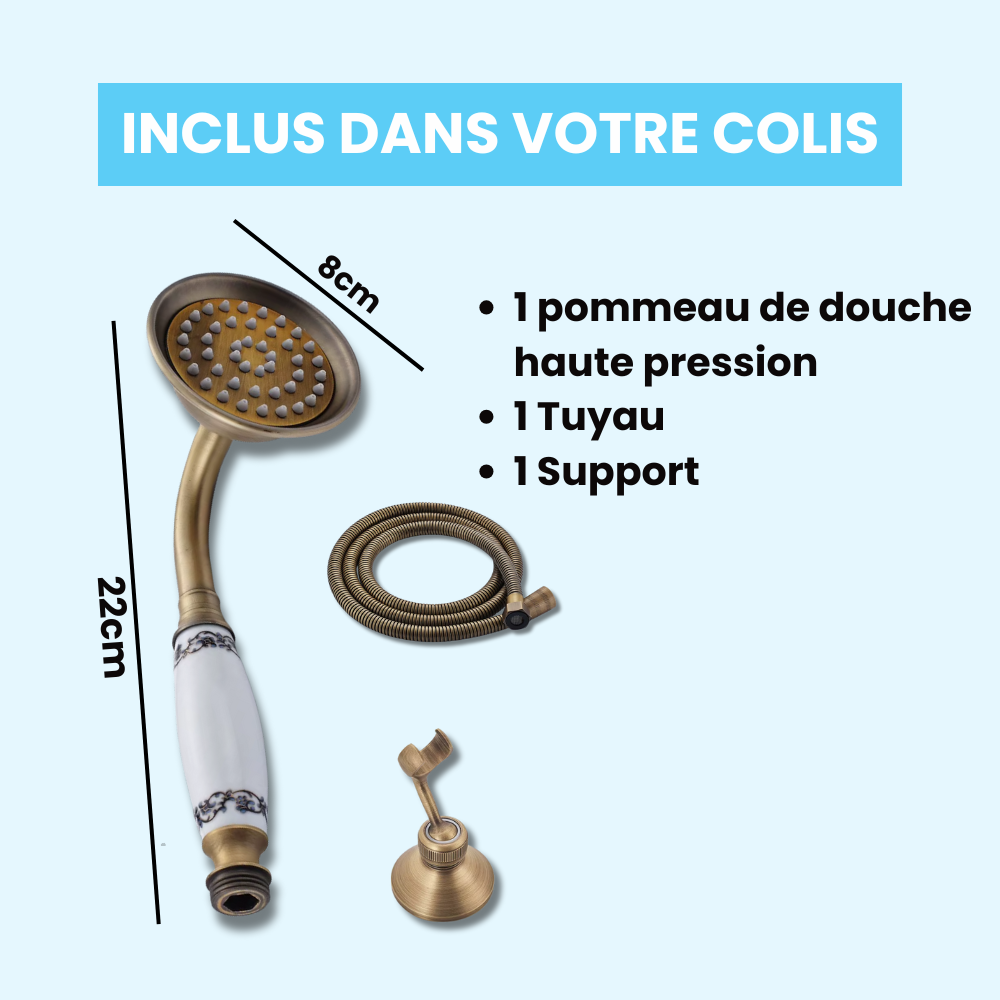Pommeau de Douche Retro En Laiton Brossé Décoré