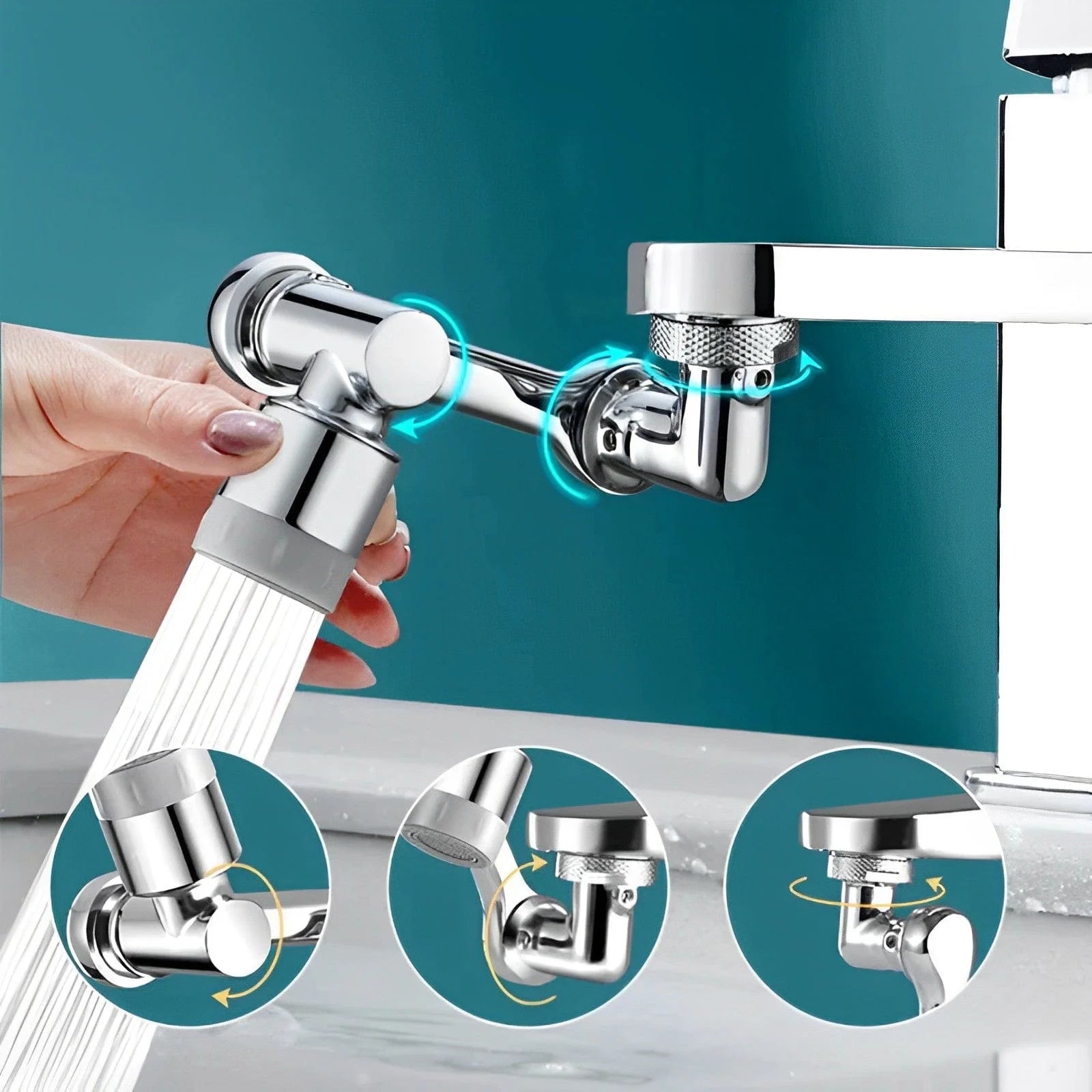 Prolongateur de robinet 2 pièces, rallonge de robinet rotative universelle  360 + 1080, bras de robot rotatif à 2 modèles de pulvérisation à 1080  degrés