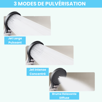 Pommeau de Douche Noir Haute Pression
