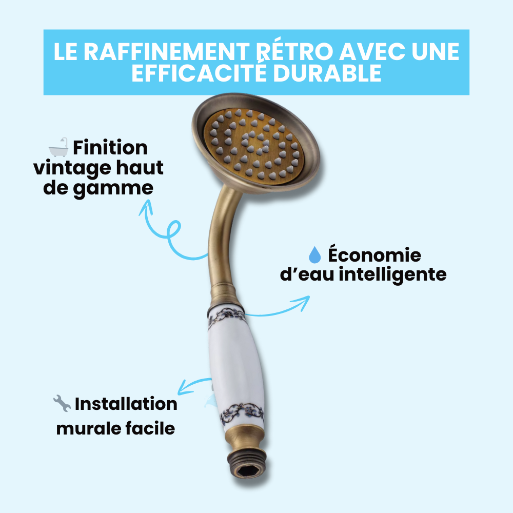 Pommeau de Douche Retro En Laiton Brossé Décoré