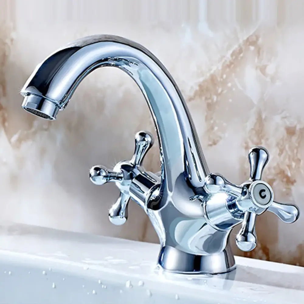 Robinet centré mélangeur salle de bain finition chrome