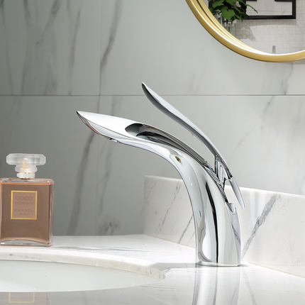 Mitigeur Lavabo Salle de Bain Design Arrondi Chrome