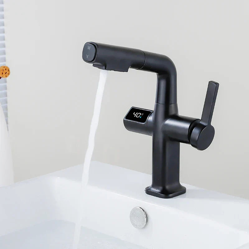 Mitigeur Thermostatique Lavabo Extractible Noir