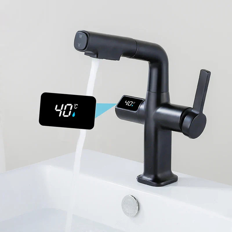 Mitigeur Thermostatique Lavabo Extractible Noir