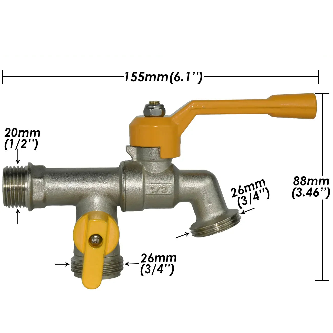 Robinet Antigel Extérieur 2 Sorties en Laiton - Mâle 3/4 / Mâle 3/4