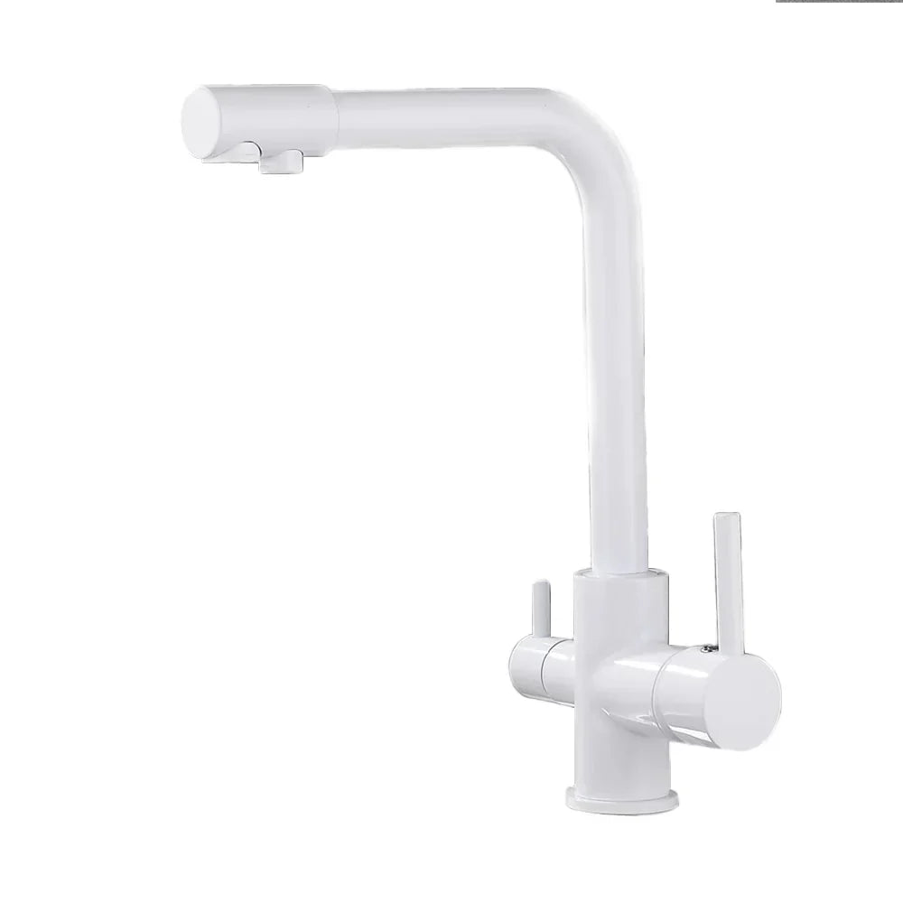 Robinet Cuisine 3 Voies Moderne en Laiton - Blanc