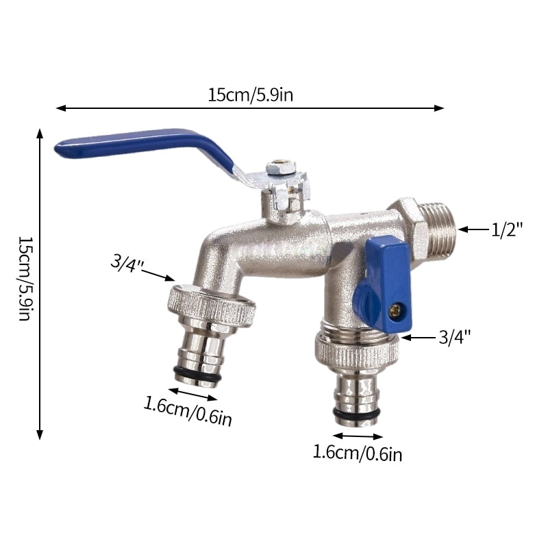 Robinet de Puisage Extérieur Double Sorties - Tuyau 16 mm / Tuyau 16 mm