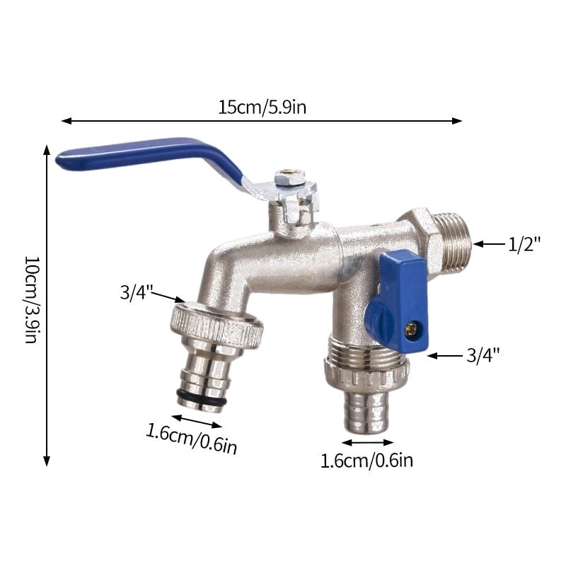 Robinet de Puisage Extérieur Double Sorties - Tuyau 16 mm / Tuyau Cannelé 16 mm