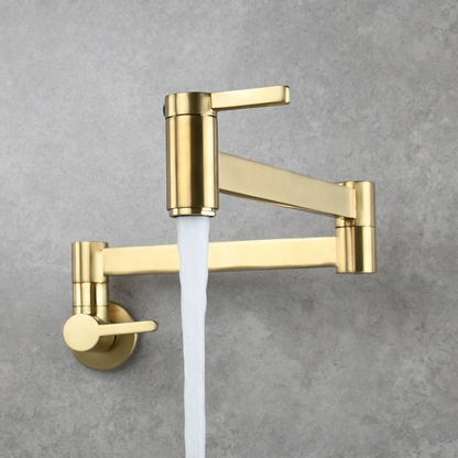 Robinet Eau Froide Cuisine Mural Retractable - Doré brossé