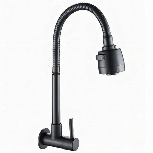 Robinet Eau Froide Mural de Cuisine Noir Flexible