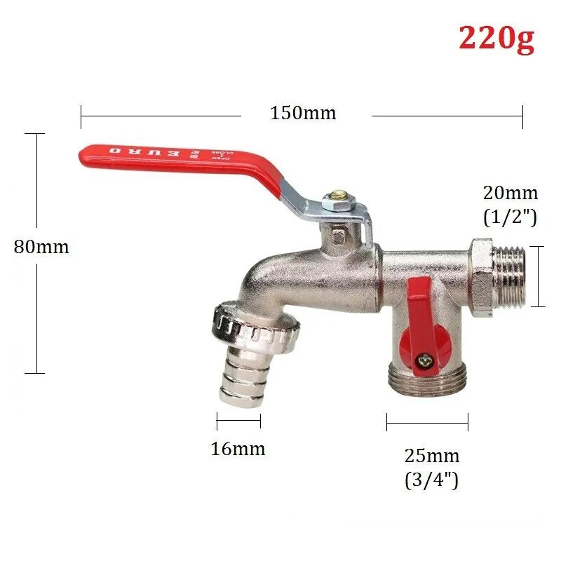 Robinet Extérieur Antigel Jardin Rouge - Tuyau Cannelé 16mm / Mâle 3/4