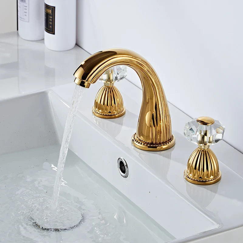 Kelelife Robinet Mitigeur De Lavabo 3 Trous Avec Deux Poignées - Chrome Poli Élégant Et Robuste
