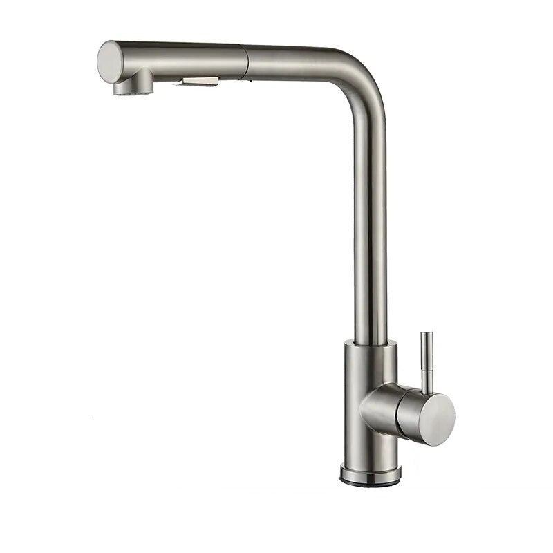 Robinet Lavabo avec Douchette Extractible en Acier Inoxydable - Chrome Brossé