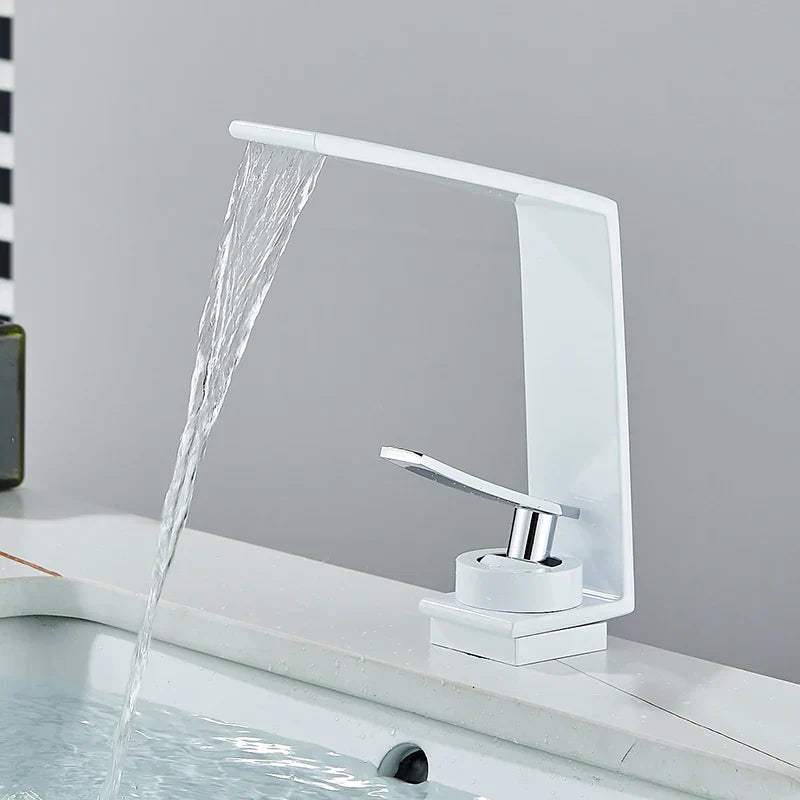 Robinet Lavabo Design Effect Cascade Blanc