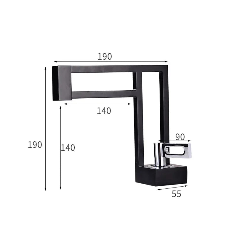 Robinet Lavabo Design Moderne Noir