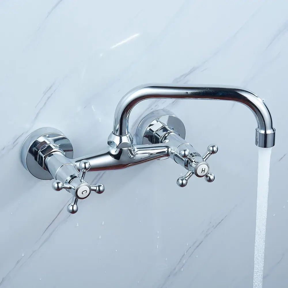 robinet Melangeur de salle de bain chrome double poignee